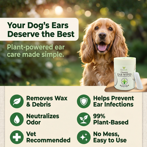 Natural Dog Ear Cleaning Wipes | EcoBark Coconut Finger Wipes (50 Count)