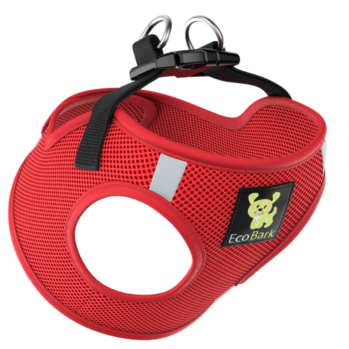 EcoBark Step In Dog Harness - XXXS to Small Breeds- Reflective Soft Mesh Harness for Teacup, Small Dogs and Puppies / Red