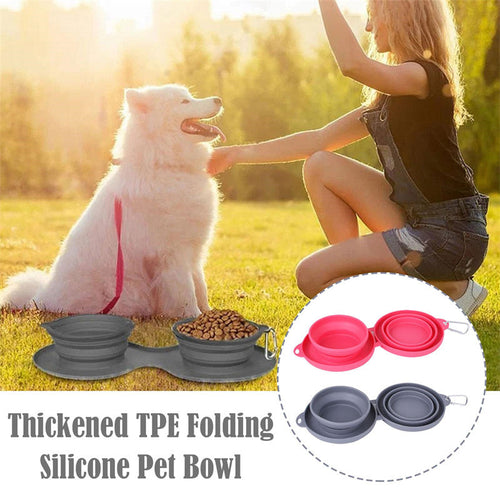 Rubber Foldable Pet Double Bowl