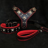 EROS BIG dog SET- Harness - collar - lead. Black & Red