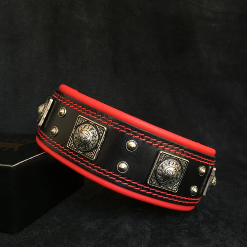 The Eros collar 2.5 inch wide black & red