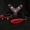 EROS BIG dog SET- Harness - collar - lead. Black & Red