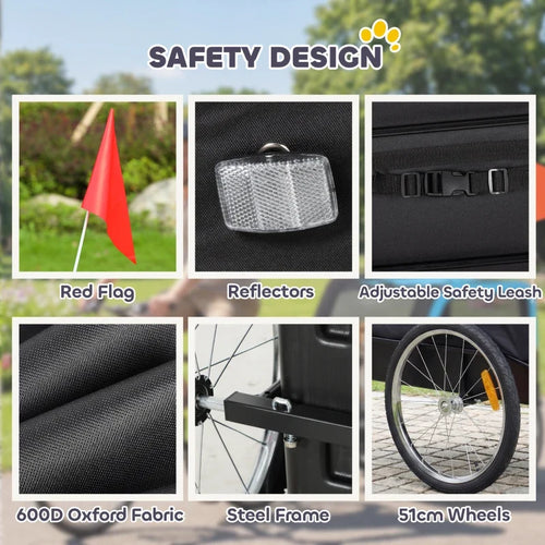 Dog Bike Trailer, Pet Cart Bicycle Carrier with 20 Air Tires, Quick-Release Wheels, Reflectors, Flag