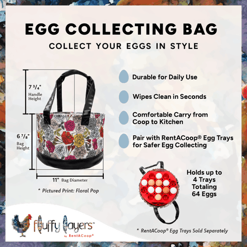 Fluffy Layers by RentACoop Egg Collecting Bag - Floral Pop