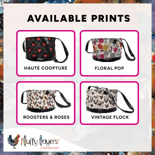 Fluffy Layers by RentACoop Egg Collecting Bag - Roosters & Roses