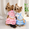 Tie-Dye Denim Suspender Pet Skirt & Cotton Ruffle Shirt
