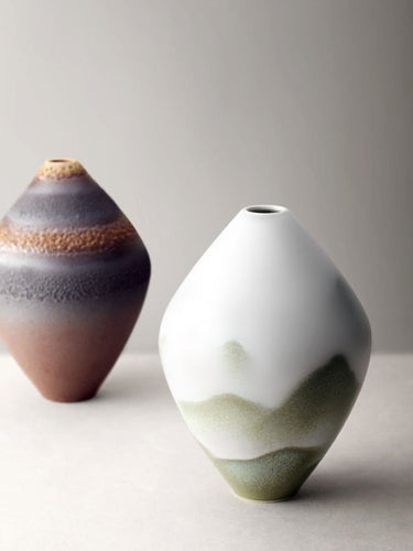 Japanese Style Handmade Ceramic Vase Stoneware Zen Flower Home Furnishings