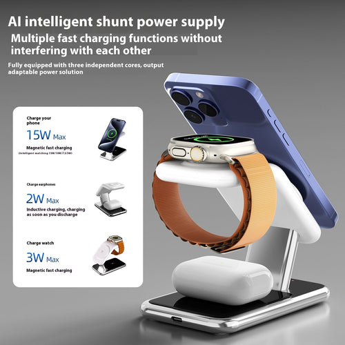 Magnetic Bracket Wireless Charger Three-in-one Earphone Watch Charger