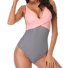 Fashionable Women's Slim Colorblock Swimsuit With Chest Pad
