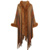 Women's Hooded Cape Autumn And Winter Striped