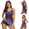 Women's Gradient Plus Size Skirt Split Triangle Swimsuit