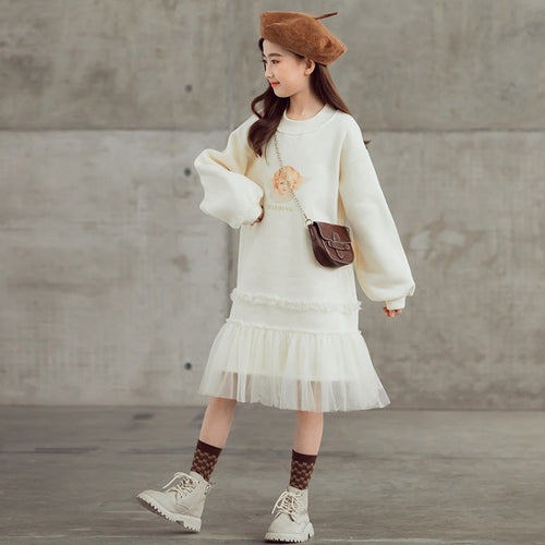 Sweet Performance Dress For Big Girl In Western-style Net Gauze Long Skirt