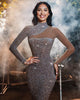 New Sparkling white Cut-out Off-the-shoulder S-shaped Sequin Dress for women
