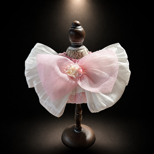 Pink White Floral Satin Lace Pet Bib Collar
