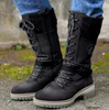 Winter High Square Heel Round Head Sewing Line Plus Size Martin Boots