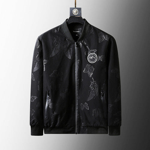 BLACK  Plus Size Loose Clothes Men's Stand-up Collar Jacket