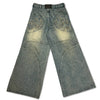 High Street Washed Distressed Black And Gray Straight Jeans