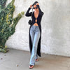 Sexy Black V-neck Low-cut Metal Buckle long summer Cardigan
