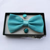 Pocket Square Cufflinks Set Men's Bow Gift Box