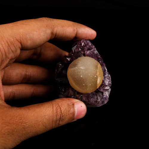 Fluorite ball on Amethyst Natural Mineral Specimen # B 6131