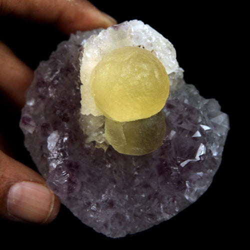 Fluorite Botryoidal on Amethyst Natural Mineral Specimen  # B 4888