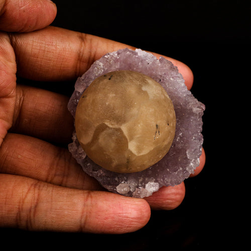 Fluorite Huge Ball on Amethyst Very Rare Natural Mineral Specimen # B 5789