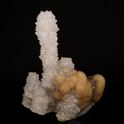 Fluorite Cluster on MM Quartz Stalactite, Free Standing Natural Mineral Specimen # B 6649