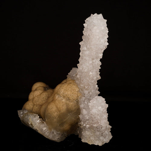 Fluorite Cluster on MM Quartz Stalactite, Free Standing Natural Mineral Specimen # B 6649