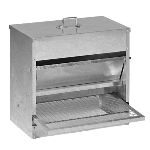Galvanized Treadle Poultry Feeder – 44 lb Capacity, Rodent-Resistant