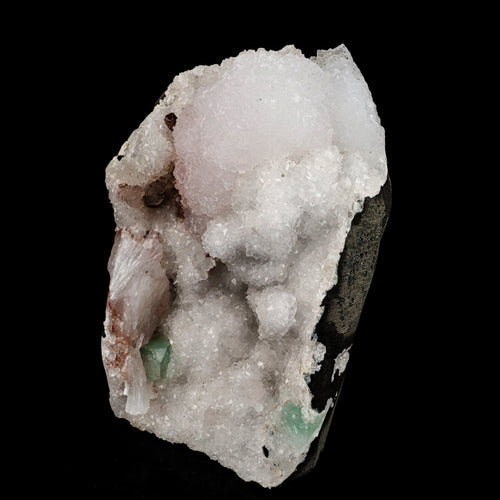 Goosecreekite with MM Quartz and green Apophyllite Self Standing Natural Mineral Specimen # B 6594