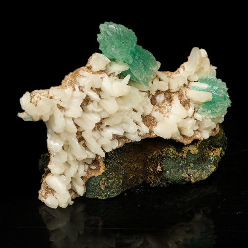 Green Apophyllite Bow with Stilbite Free Standing Natural Mineral Specimen # B 6774