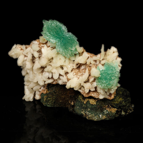 Green Apophyllite Bow with Stilbite Free Standing Natural Mineral Specimen # B 6774