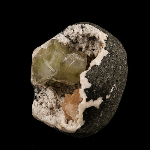 Green Apophyllite Cube with Stilbite geode Self Standing Natural Mineral Specimen # B 6263