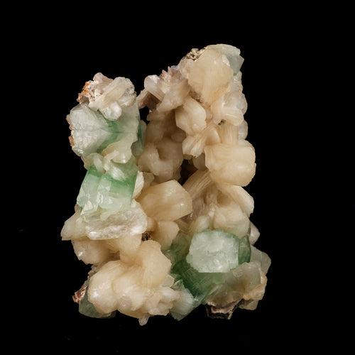 Green Apophyllite Cube with Stilbite Natural Mineral Specimen # B 6248