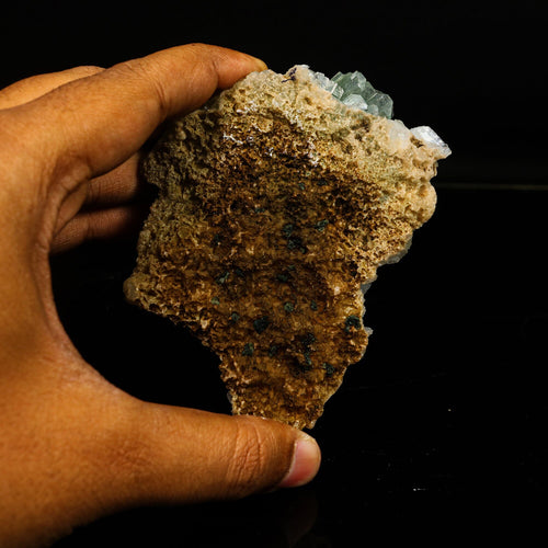 Green Apophyllite Disco Ball with Stilbite Natural Mineral Specimen # B 6770