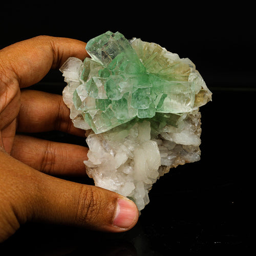 Green Apophyllite Disco Ball with Stilbite Natural Mineral Specimen # B 6770