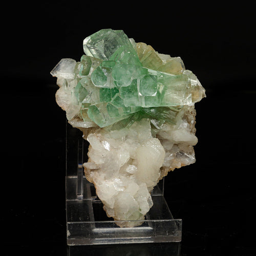 Green Apophyllite Disco Ball with Stilbite Natural Mineral Specimen # B 6770