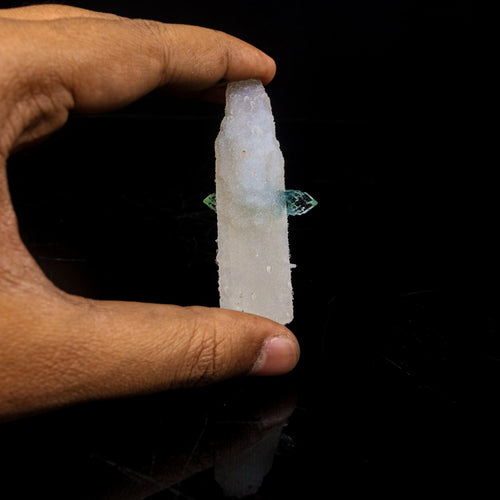 Green Apophyllite with Coated Calcite Rare Bat Formation Natural Mineral Specimen  # B 6995