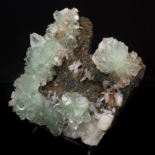 Green Apophyllite with Stilbite Natural Mineral Specimen # B 6726