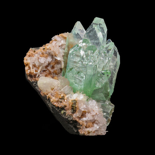 Green Apophyllite with Stilbite Natural Mineral Specimen # B 6870