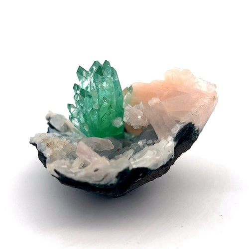 Green Apophyllite with Stilbite Natural Mineral Specimen USA # B 6884