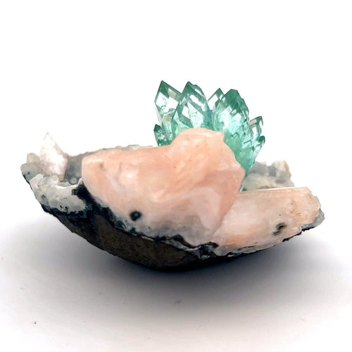 Green Apophyllite with Stilbite Natural Mineral Specimen USA # B 6884