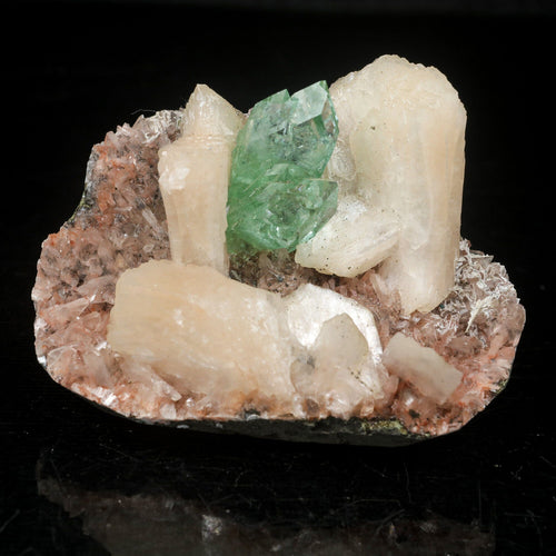 Green Apophyllite With Stilbite Natural Mineral Specimen # B 7064