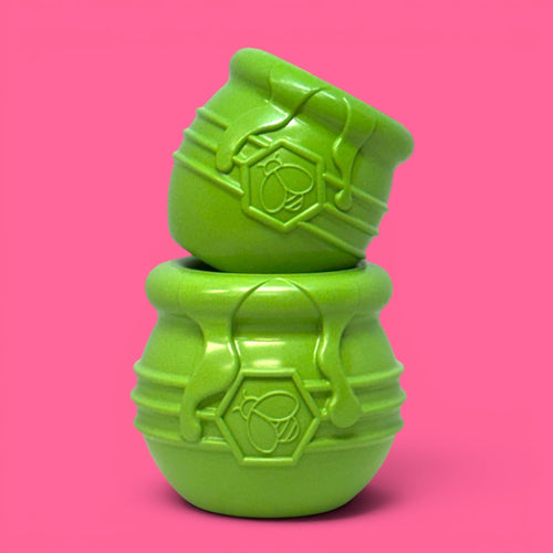 Honey Pot Dog eCup Treat Dispenser | Durable PUP-X Rubber Enrichment Toy | USA Made - Limited Edition Apple Green