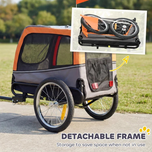 Dog Bike Trailer, Pet Cart Bicycle Carrier with 20 Air Tires, Quick-Release Wheels, Reflectors, Flag