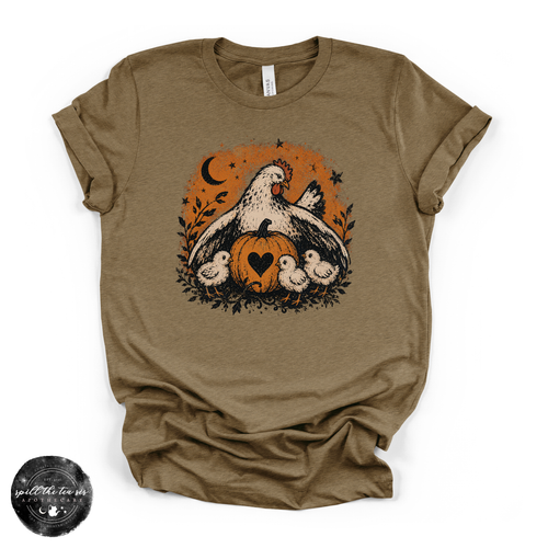 Hen in the Pumpkin Patch Tee | Cozy Farmhouse Fall Graphic T-Shirt