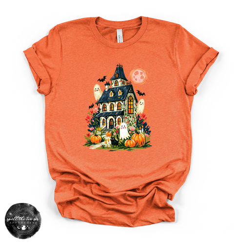 Fun Halloween Haunted House Tee | Vintage Spooky House Graphic T-Shirt