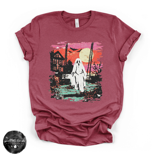 Ghost Sunset Tee | Retro Halloween Ghost Graphic T-Shirt