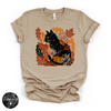 Fall Leaves Black Cat Tee | Autumn Cat Lover Graphic T-Shirt