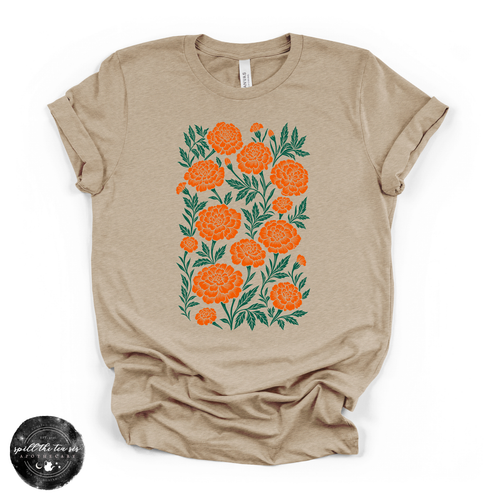 Marigold Tee | Botanical Floral Graphic T-Shirt